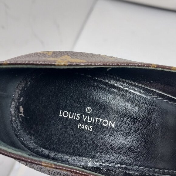 Louis Vuitton Brown Black Monogram Heel Shoe - Picture 4 of 13